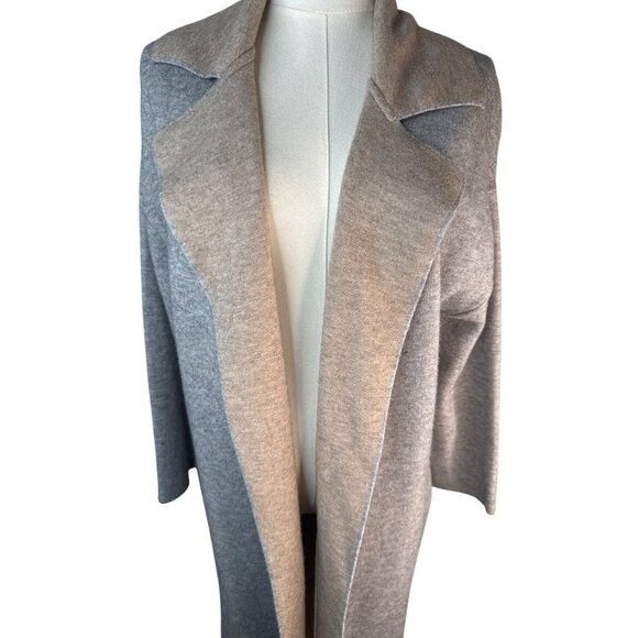 ZARA Knit Open Front Small Cardigan Coat Gray & Beige Viscose Blend Womens - Picture 4 of 12